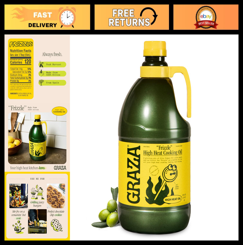 Premium Frizzle Olive Oil – 67.6 Fl Oz, Cold Pressed, Extra Virgin, Gourmet Cook