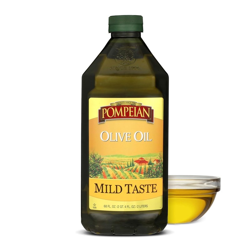 Pompeian Mild Taste Olive Oil 68 Fl Oz Olive Oil for High Heat Cooking Mil...