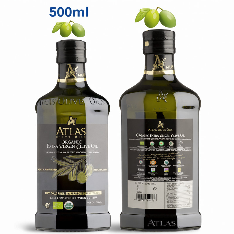 Atlas Organic Cold Pressed Moroccan Extra Virgin Olive Oil, Polyphenol Rich, NEW