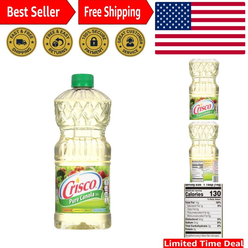 Pure Canola Oil, 40 Fl Oz – Versatile, Flavorless, and Kosher Cooking Essential