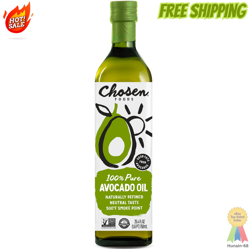 Chosen Foods 100% Pure Avocado Oil, 25.4 Floz Glass Bottle, Non-GMO Delicious
