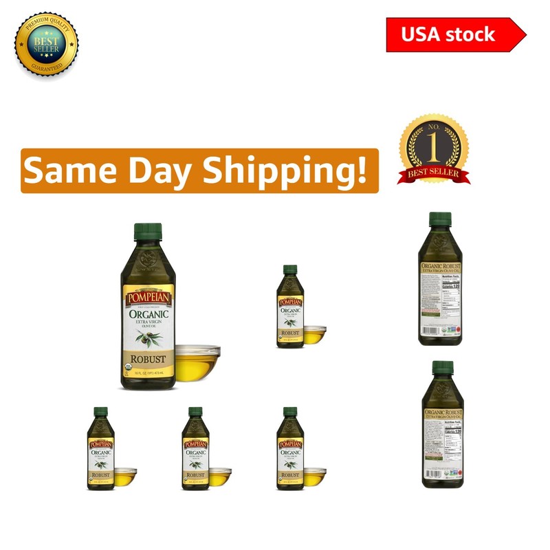 Robust Organic Extra Virgin Olive Oil – 16 Fl Oz, First Cold Pressed – Pack of 5