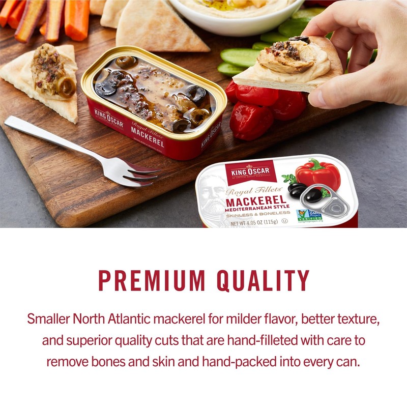 King Oscar Mackerel in Olive Oil 6 Pack Skinless Boneless Wild Caught Keto Paleo gallery