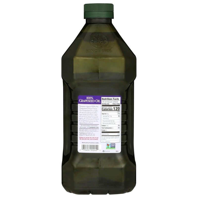 Pompeian 100% Grapeseed Oil, Light and Subtle Flavor, 24 Fl Oz, Pack of 6 gallery