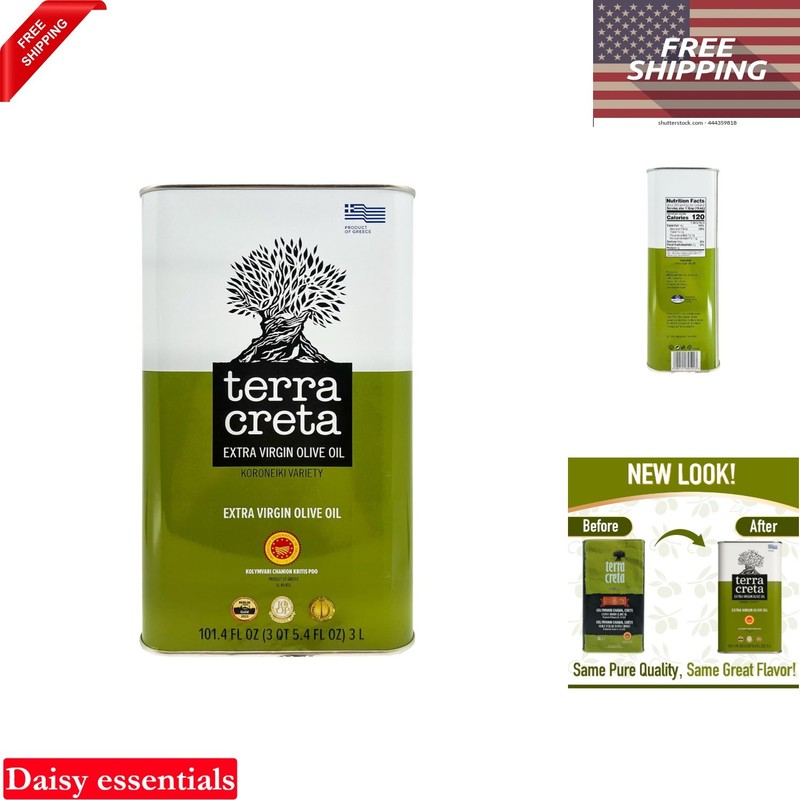 Greek Extra Virgin Olive Oil 3L Tin Cold Extracted PDO Certified Crete