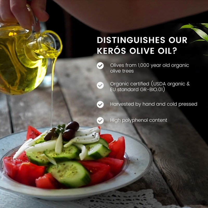 Ancient Foods Keros Organic Extra Virgin Olive Oil Cold Pressed – Greek EVOO,... gallery