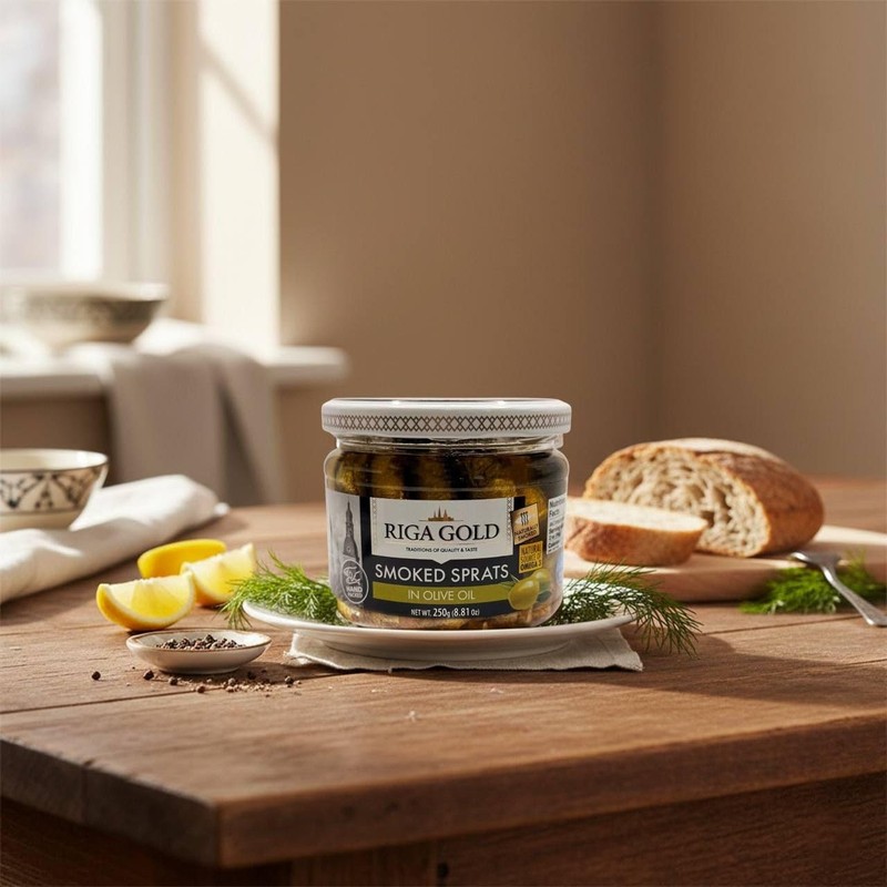 Riga Gold Smoked Sprats in Olive Oil, 250g (8.81 oz) - 8.81 Ounce (Pack of 1) gallery