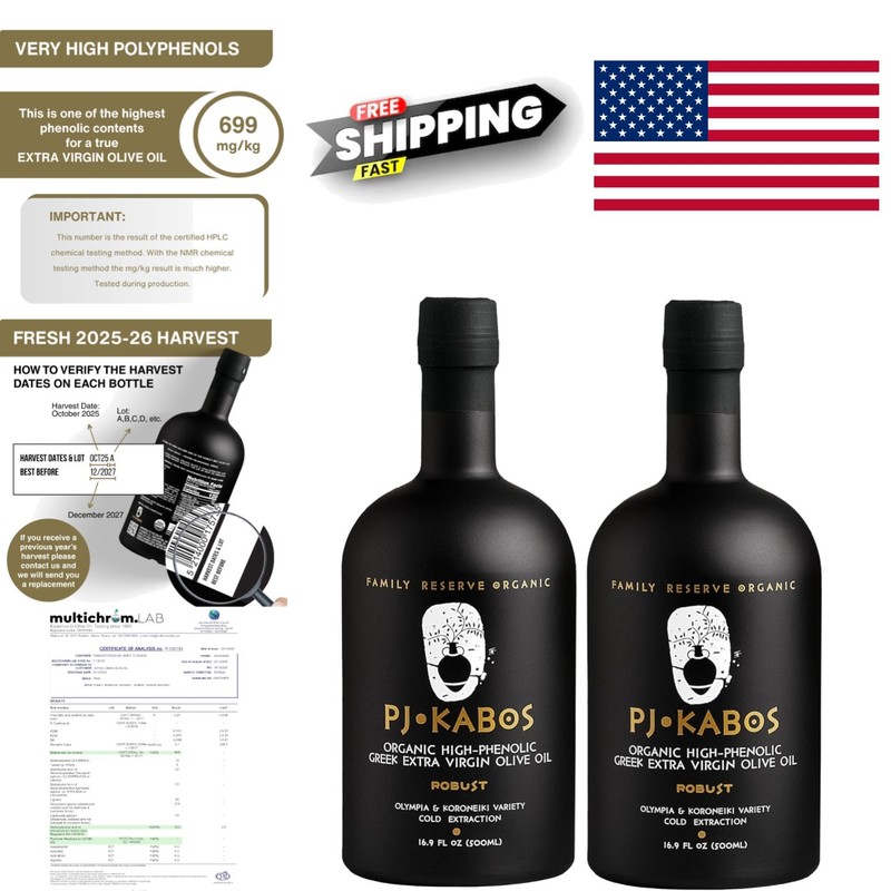 Very High Phenolic 699 mg kg Greek Extra Virgin Olive Oil Cold Extracted 2 Count