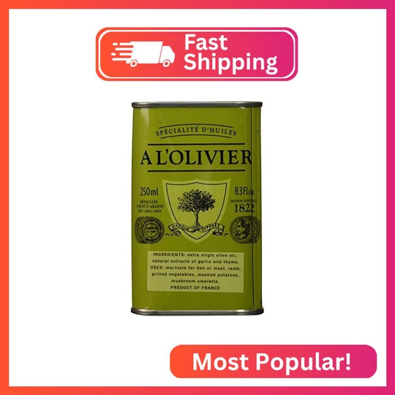 A L’Olivier Garlic & Thyme Infused Extra Virgin Olive Oil, 8.3 fl oz