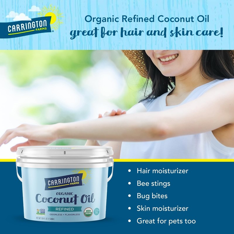 Carrington Farms Organic Refined Coconut Oil, 1 Gallon, ColdPressed, NonGMO, ... gallery