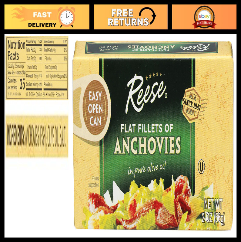 Flat Fillets of Anchovies in Olive Oil – 2oz Pack of 10 – Gourmet Seafood, Rich