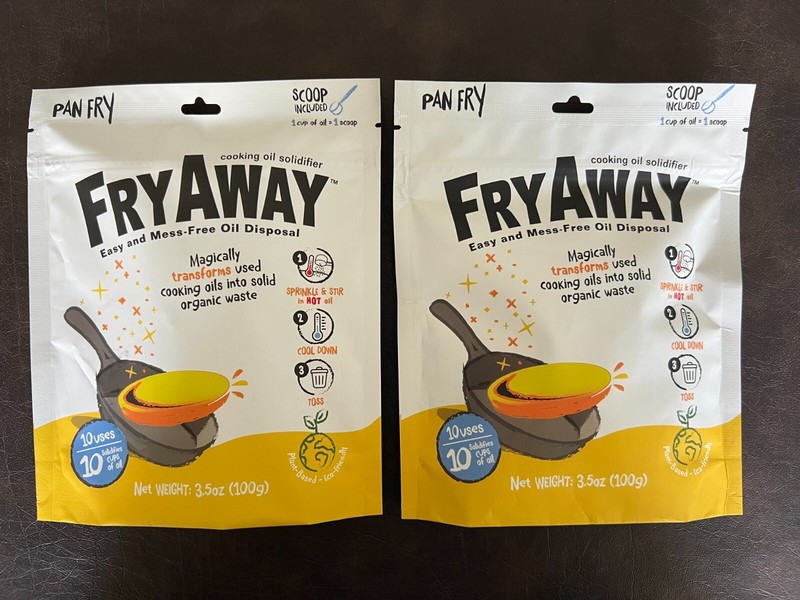 Fry Away Oil Solidifier Disposal Mess-Free *Scoop Included* 2 Packages