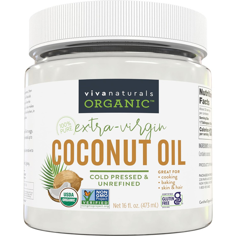 Organic Extra Virgin Coconut Oil, Unrefined Cold-Pressed, USDA Organic, 16 Fl Oz