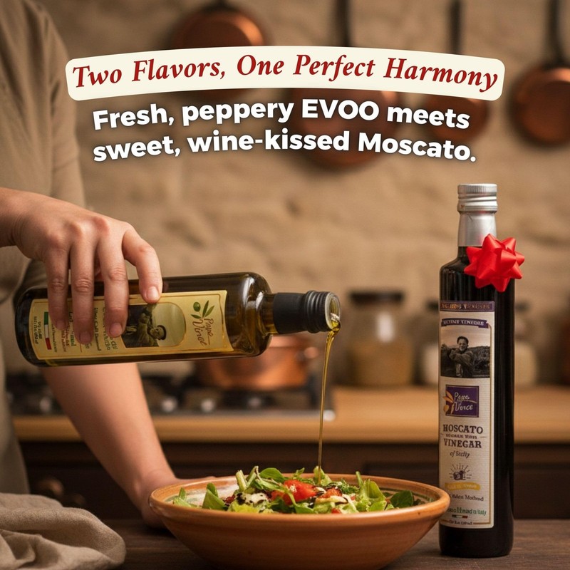 Papa Vince Extra Virgin Olive Oil Balsamic Set - EVOO First Cold Pressed Dec gallery