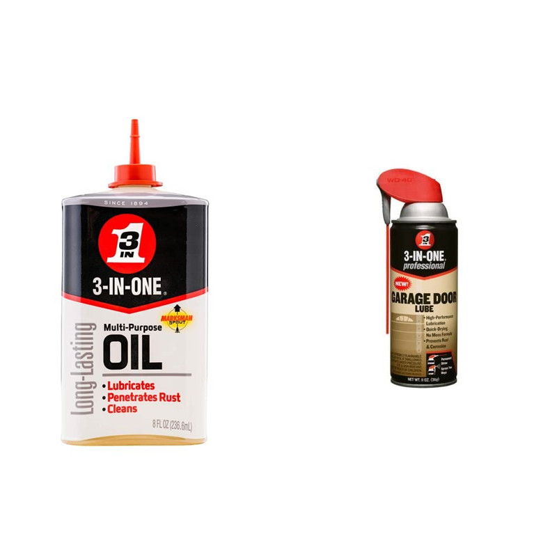 Multi-Purpose Oil, 8 OZ & Professional Garage Door Lubricant with SMART STRAW SP