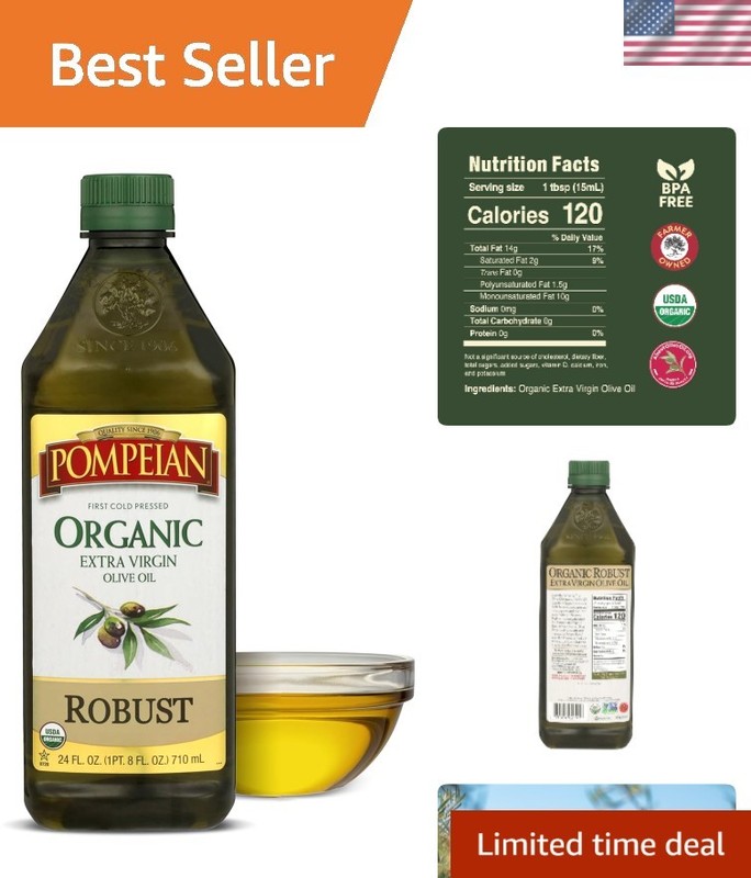 USDA Organic Robust Extra Virgin Olive Oil, Contains Polyphenols, First Cold …