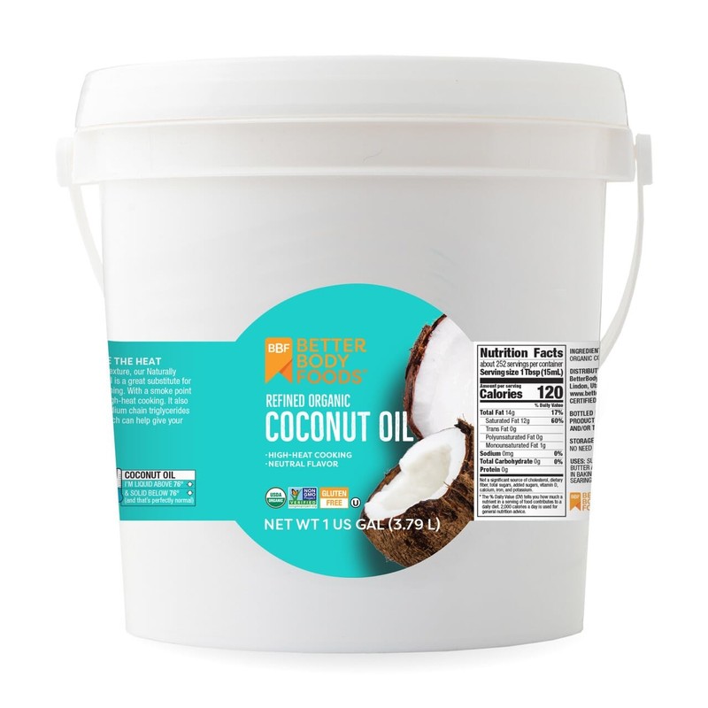 Refined Organic Coconut Oil with Neutral Flavor and Aroma, Non-GMO, Cooking O…