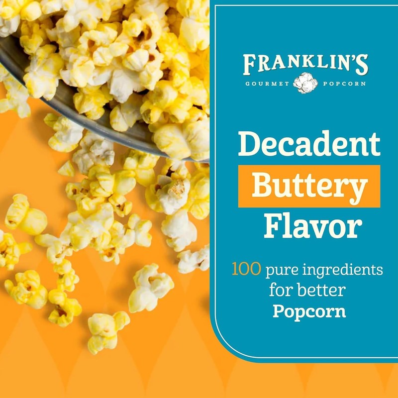 Franklin’s Gourmet Popcorn Butter Flavored Coconut Oil 30oz. Expires 10/23/2027 gallery