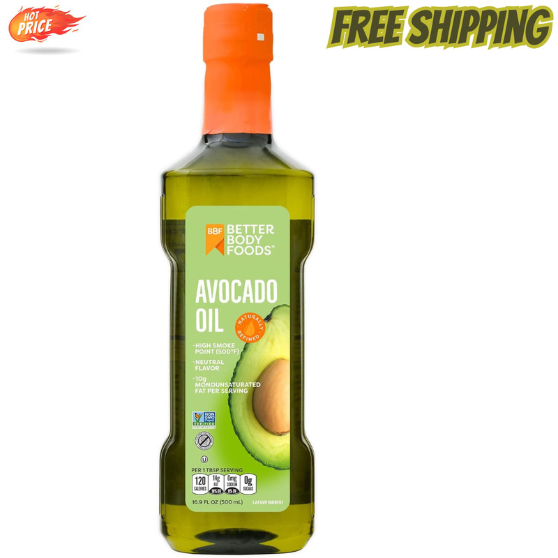 100% Pure Avocado Oil Naturally Refined Cooking Oil Non-GMO Paleo & Keto, 500ml.