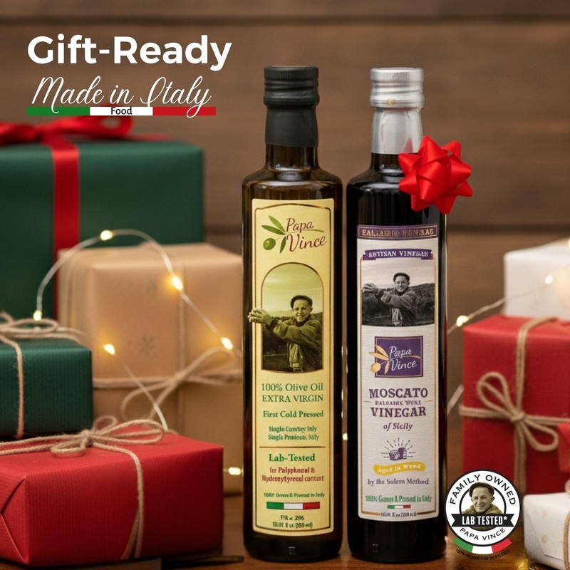 Papa Vince Extra Virgin Olive Oil Balsamic Set - EVOO First Cold Pressed Dec gallery