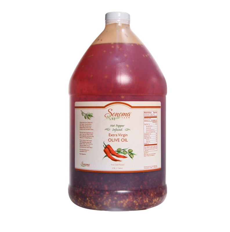 Hot Pepper Infused Extra Virgin Olive Oil – With Red Pepper Flakes- Bulk 1 Gallo