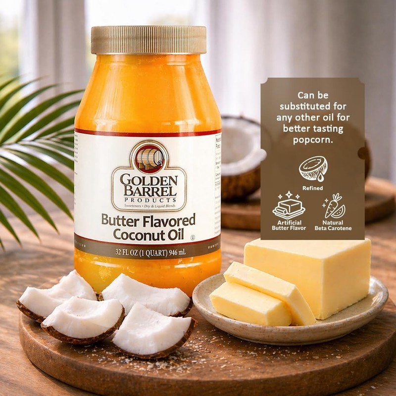 Golden Barrel Butter Flavored Coconut Oil 32 Fl Oz Pack of 2 Edible Oil gallery