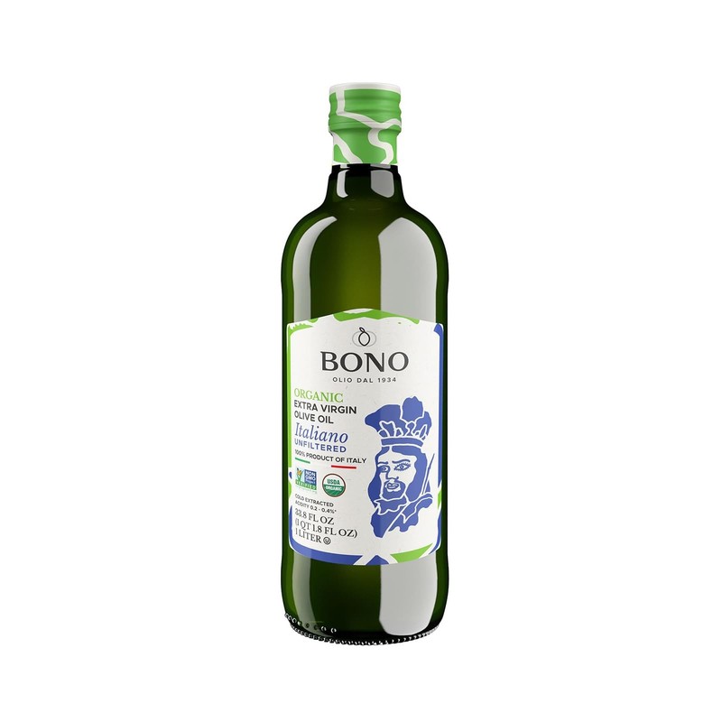 Bono Organic Unfiltered Italian Extra Virgin Olive Oil 33.8 fl oz | 100 Itali…