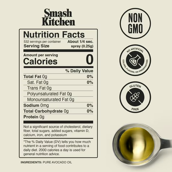 Smash Kitchen 100% Pure Avocado Oil Spray, 4.7 fl oz Can gallery
