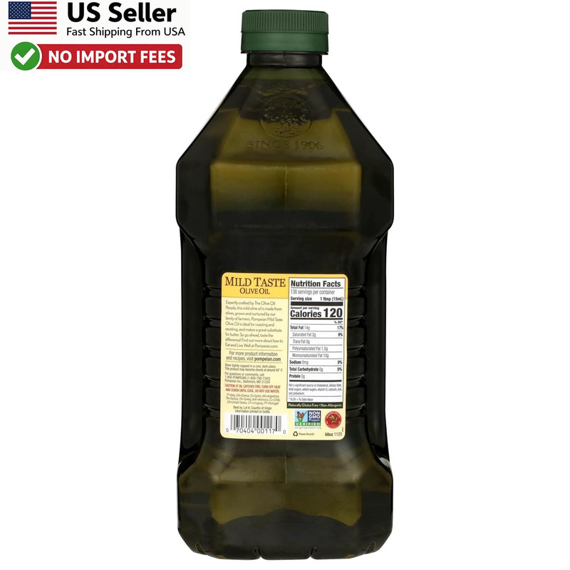 Pompeian Mild Taste Olive Oil 68 Fl Oz High Heat Baking Sauteing - FROM USA gallery