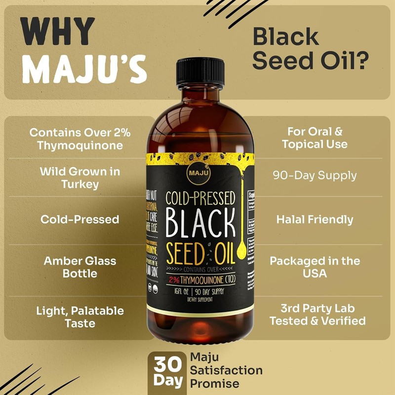 MAJU's Black Seed Oil 16oz: 3X Thymoquinone, Cold Pressed, 100% Turkish Black... gallery