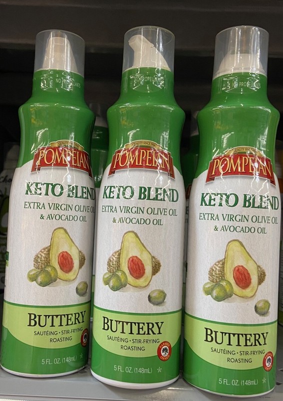 3 Bottles Pompeian Keto Extra Virgin Olive Oil & 100% Avocado Oil Cooking Spray