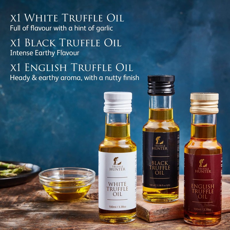 TruffleHunter English, Black & White Truffle Oil Set 3.38 Oz x 3 gallery