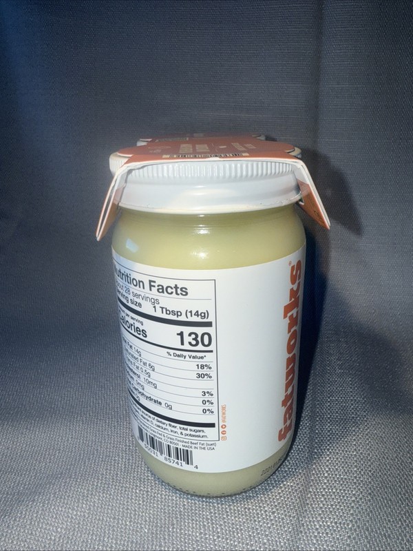 Grass-Fed Beef Pure Tallow Fatworks Premium Cooking Oil 14.1 Oz Jar 2 Pack,28 oz gallery
