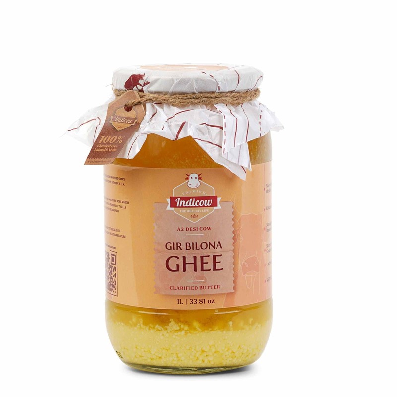 Indicow A2 Desi Cow Ghee 1000ml Grass-Fed Gir Clarified Butter Keto Paleo