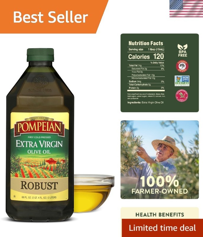 Robust Extra Virgin Olive Oil – First Cold Pressed, 68 Fl Oz for Gourmet Cooking