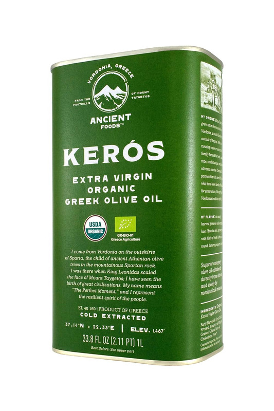 Ancient Foods Keros Organic Extra Virgin Olive Oil Cold Pressed – Greek EVOO,..