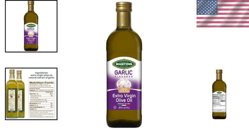 Garlic-Infused Extra Virgin Olive Oil - 34 oz Cold-Pressed Glass Bottle (2-Pack) gallery
