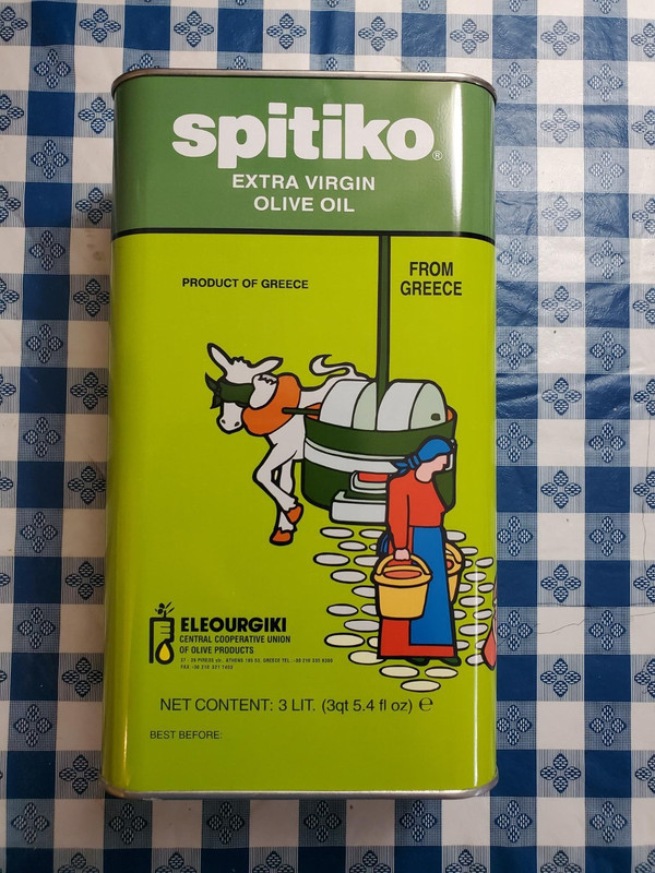 SPITIKO Extra Virgin Olive Oil 3L Tin (3 quarts 5.4 fl oz)