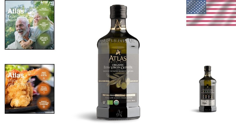 Atlas Organic Cold-Pressed Moroccan Extra Virgin Olive Oil - 500mL Glass Bottle gallery