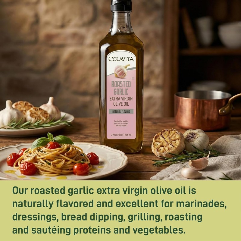Colavita Roasted Garlic Extra Virgin Olive Oil, 32 Fl Oz – Cold Pressed EVOO gallery