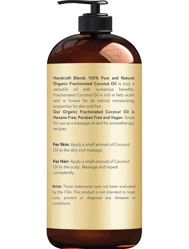 Organic Fractionated Coconut Oil - 16 Fl Oz - 100% Pure and Natural - Premium Gr gallery