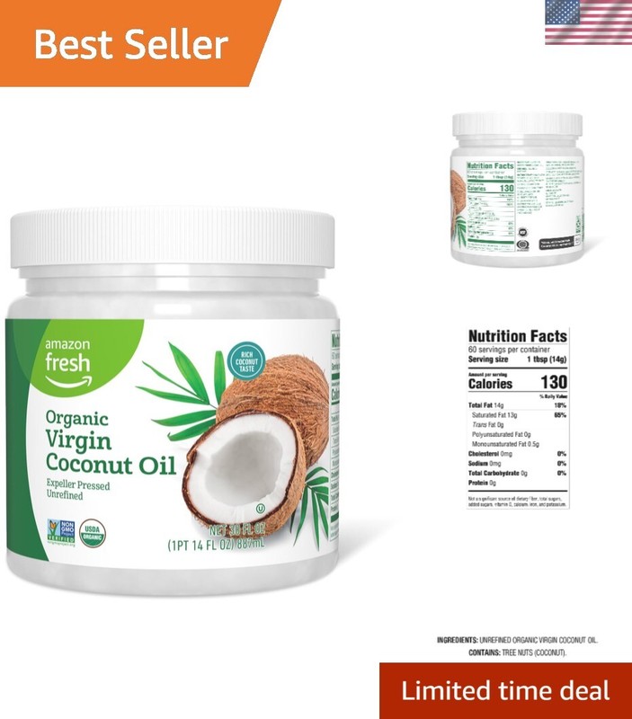 Unlock Healthy Cooking with Amazon Fresh 30 Fl Oz Organic Virgin Coconut Oil