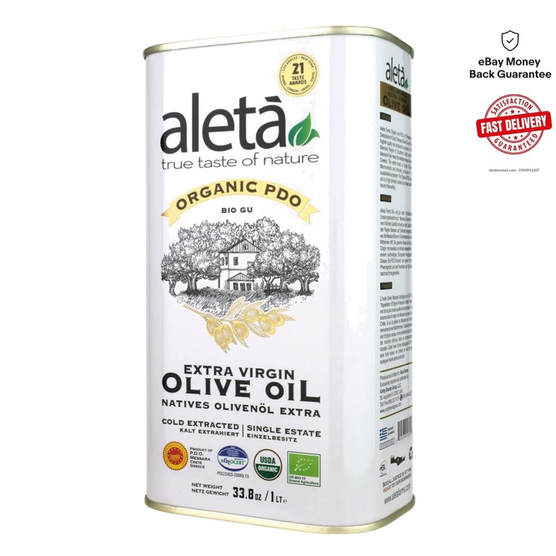 Organic Extra Virgin Olive Oil 33.8 Oz from Crete - Kosher & Gluten-Free