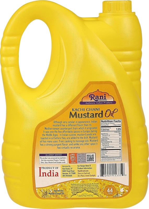 Rani Mustard Oil (Kachi Ghani) 169 Ounce (5 Liter) Pack of 2 gallery