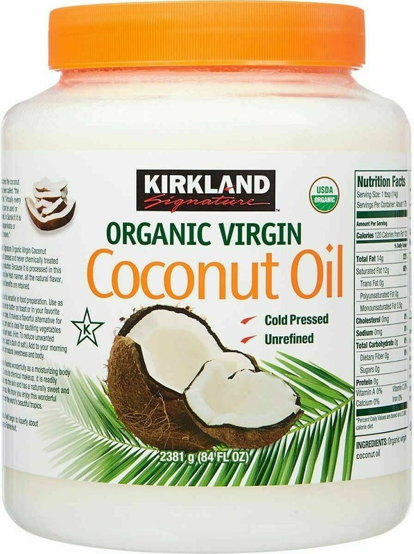 Kirkland Organic Virgin Coconut Oil Unrefined Cold Pressed Chemical Free 84 oz