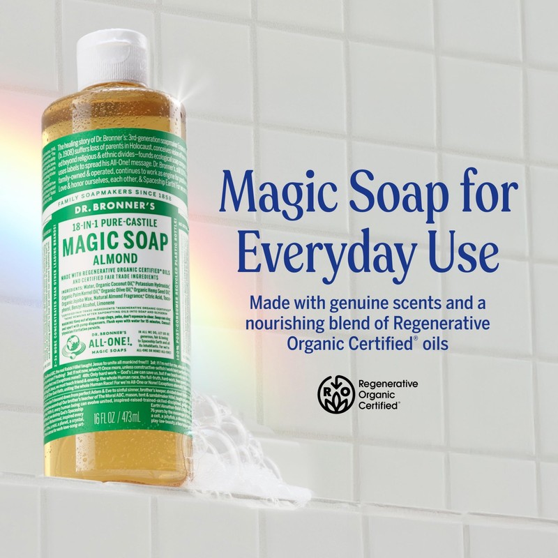Dr. Bronner's Pure-Castile Magic Soap Liquid 8 Fl Oz (Pack of 1), Almond gallery