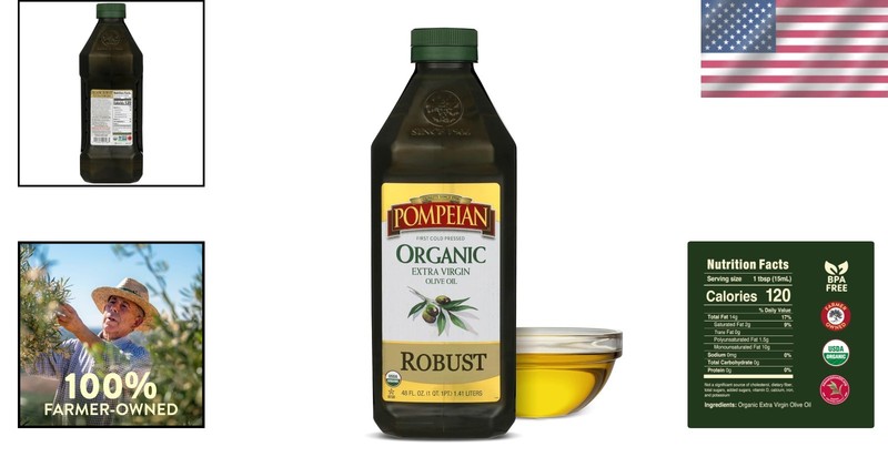 Authentic 48 fl oz Organic Extra Virgin Olive Oil - Full-Bodied & Family Crafted gallery