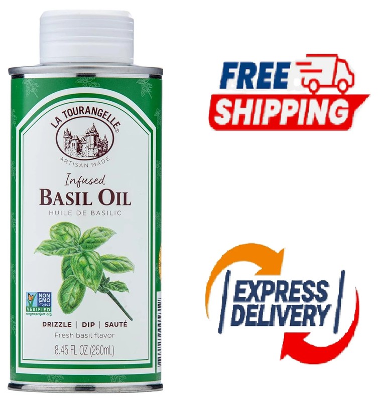 La Tourangelle, Basil Oil, Expeller-Pressed High-Oleic Oil, Great for Salads, Fi