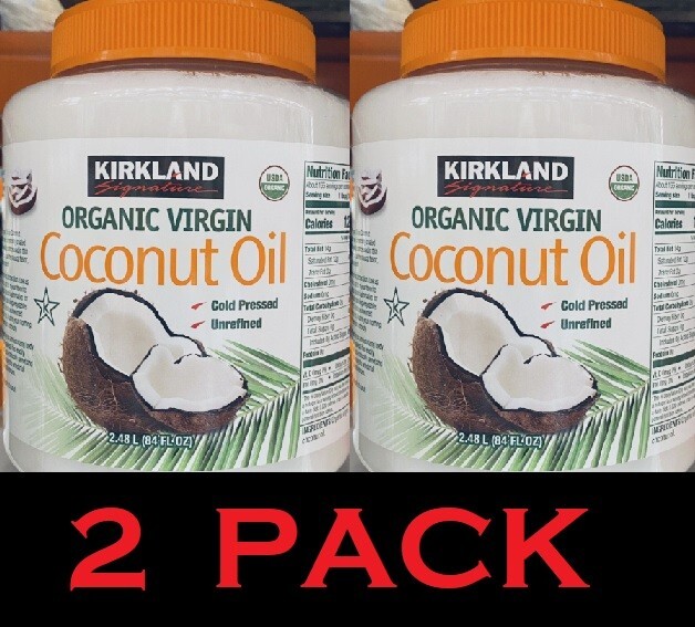 Kirkland 100% USDA Organic Coconut Oil Virgin Cold Pressed Unrefined 84 oz 2 PK
