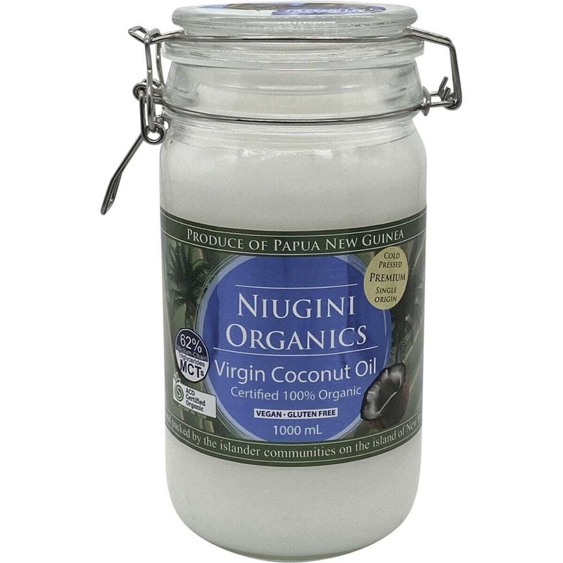 Niugini Organics Virgin Coconut Oil 100% Pure 1L (6 Pack)